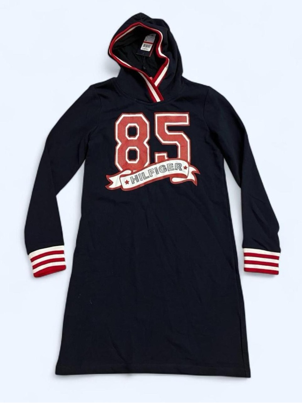 Tommy Hilfiger Navy Dress Hoodie with Red & White Accents